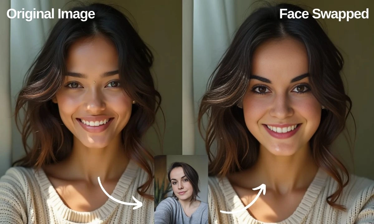 before and after image after swapping face with remaker ai